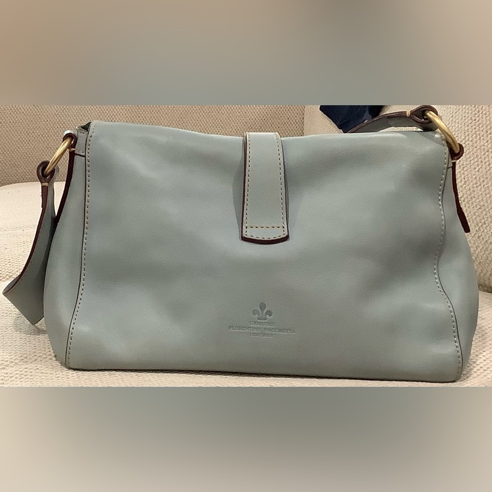Dooney & Bourke Florentine Leather Libby Dusty Blue Shoulder Bag - Picture 2 of 15